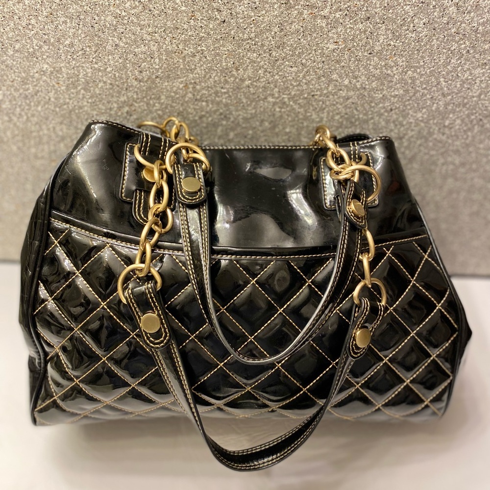 Maxx Quilted Patent Leather Shoulder Handbag